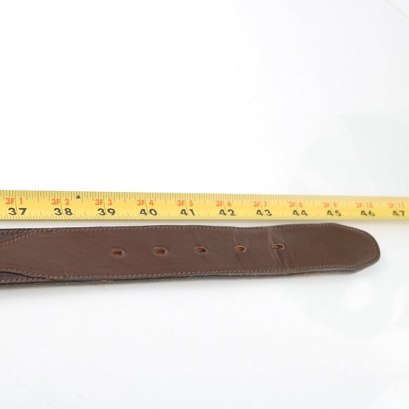 DunDee Mens Belt Size 42 Western Brown Leather Gold Tone Prong D-Ring Buckle - Picture 11 of 12
